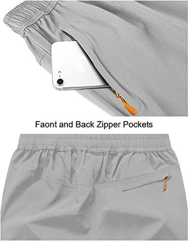Image of CBlue Men's Outdoor Quick Dry Lightweight Sports Shorts Zipper Pockets (Large, Light Grey)
