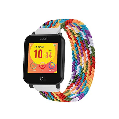 Image of GOQii Smart Vital Junior Fitness, Spo2, Body Temperature and Sleep Tracker with 3 Months Personal Coaching Subscription for Kids (Rainbow)