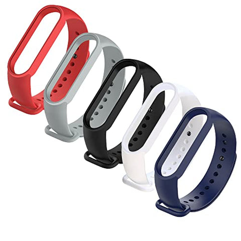 Image of CROSSVOLT Adjustable Xiaomi Mi Band 5 & Mi Band 6 Watch Silicone Strap Band Bracelet - (Set 5)