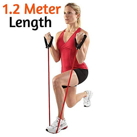 Image of Bulfyss Resistance Tube Exercise Bands for Stretching, Workout, and Toning for Men, and Women with Additional Door Anchor (30-35 lbs) - Random Colour