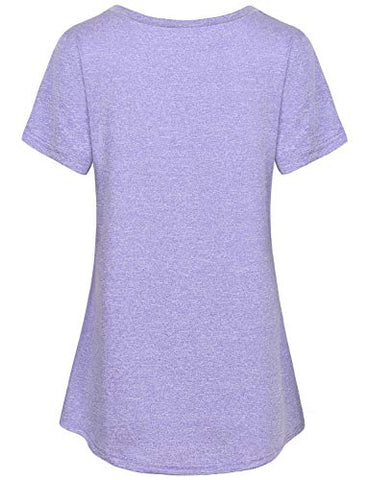 Image of MOQIVGI Yoga Tops for Women Short Sleeve,Fashion 2020 Plain Gym Tunics Ladies Casual Summer Crew Neck Moisture Wicking Quick Dry Sport Workout T Shirts Purple Medium