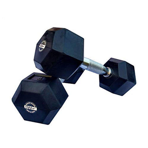Image of Liffo® Rubber Coated Hex Dumbbells Solid Steel Pure Black Rubber 2Kg,2.5Kg,3Kg,4Kg,5Kg ((2.5 KG x 2 PCS = 5 KG))
