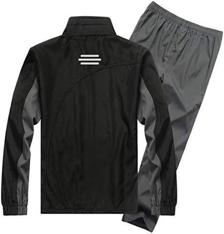 Image of CBlue Men's Running Windbreaker Gym and Sports Tracksuit (Large, Black / Grey / Orange)