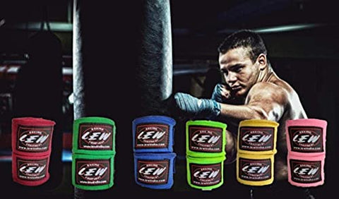 Image of LEW Mexican Style Boxing Cotton/Spandex Blend 180" with Elastic Hand and Wrist Support Hand Wraps (Multicolor)