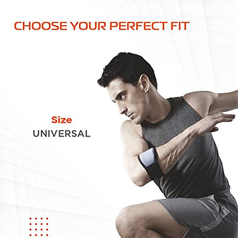 Image of Vissco Tennis Elbow Support, Pain Relief Belt, Provides an ideal compression to the strained muscles of the elbow for Men & Women-Put it for Tennis Elbow, Pain & Tenderness of Forearm -Universal(Grey)