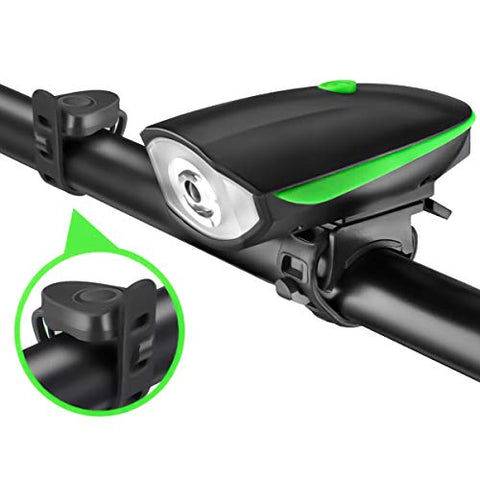 Image of Carzex Rechargeable Rubber Bike/Cycle Super Bright Light & Horn with High/Low/Flashing Beam Function and 140 DB Sound with 5 Different Horn Modes (Color May Vary) (Red/Green)