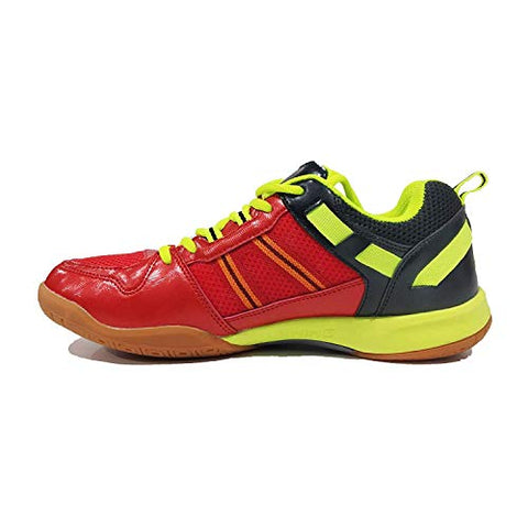 Image of Li-Ning All New Attack II Non Marking Badminton Court Shoes, Red/Black/Lime - 2 UK (Juniors)