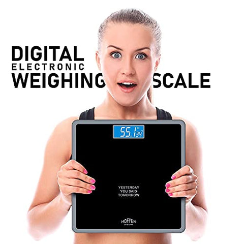 Image of Hoffen (India) Digital Electronic LCD Personal Health Body Fitness Weighing Scale (Black) with 2 Years Warranty