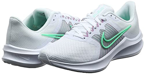 Image of Nike Women's WMNS Downshifter 11 White/Green Glow-Infinite Lilac Running Shoes-5 Kids UK (CW3413-101)