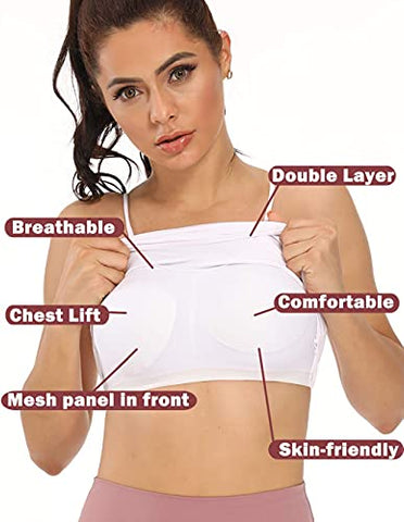 Image of Sports Bras for Women Workout Tank Tops Padded Camisole Bra Seamless Activewear Crop Top for Yoga Gym Workout Fitness White M