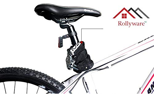 ROLLYWARE India's Heavy Duty Chain Lock for Bike - Motorcycle - Cycle Lock with 3 Keys Anti-Theft Luggage Lock Device (Polished Finish, Black)