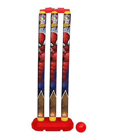 Image of ADLON Cricket Kit Set for Kids 3 Stumps with 1 Bat and 1 Ball for Playing Perfect Cricket Combo Set (Spiderman Cricket Set)