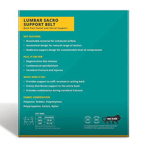 Image of PharmEasy Lumbar Sacro Support Belt, Back Pain Relief, and Sacral Support for Men and Women - (Universal Size), Grey