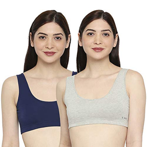 Image of Longies Women Regular Fit Sports Bra (LGSBPO2003_XXLarge_Blue,Grey)