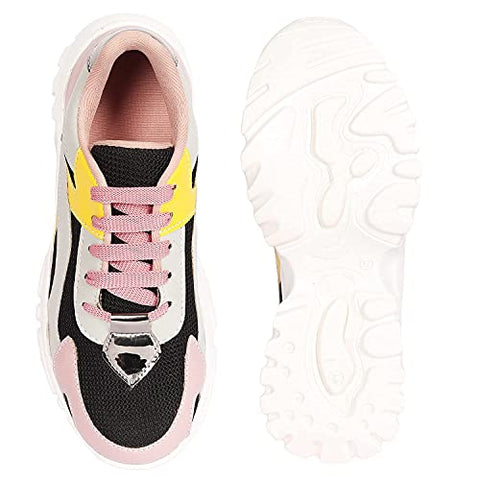 Image of ZAPATOZ Women's Stylish Lightweight | Casual Shoes | Sneakers Black