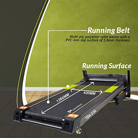 Image of PowerMax Fitness TDA-230 (4HP Peak) Smart Folding Electric Treadmill with Auto Incline, MP3, Speaker, DIY and Virtual Assistance, Exercise Machine for Home Gym and Cardio Training