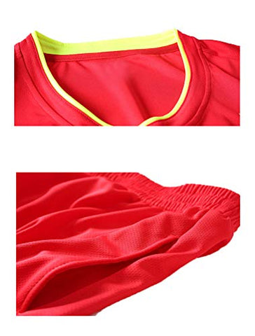 Image of Lavnis Men's Casual Tracksuit Short Sleeve Running Jogging Athletic Sports T-Shirts and Shorts Suit Set Red S