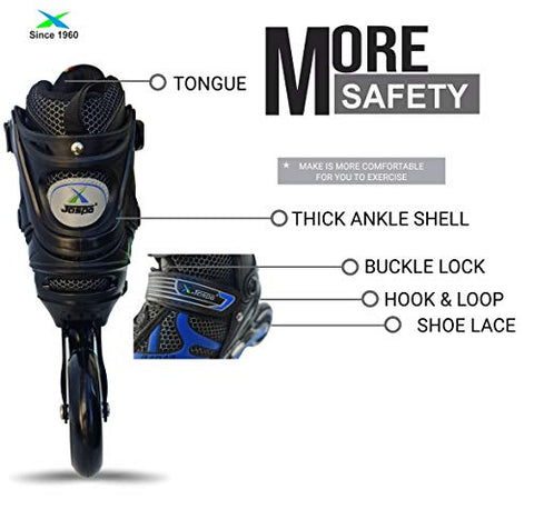 Image of JASPO Radar Hydra-MAX Adjustable Inline Shoe Skates for All Age Groups (Blue, Medium (1-4 UK))