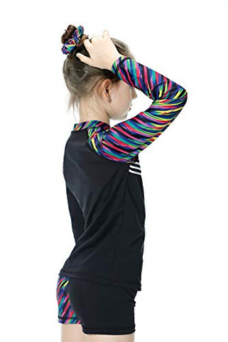 Image of KID1234 Swimsuits for Girls - Long Sleeve Girls Swimsuits, Two Piece Swimsuits for Girls 5-12 Years (14) Black