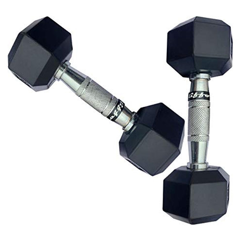 Image of Liffo® Rubber Coated Hex Dumbbells Solid Steel Pure Black Rubber 2Kg,2.5Kg,3Kg,4Kg,5Kg ((2.5 KG x 2 PCS = 5 KG))