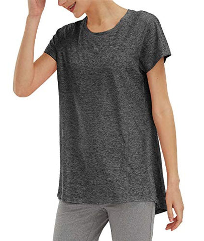 Image of Yoga T-Shirts Womens Sports Tops for Short Sleeve Running Gym Active Wear Black M