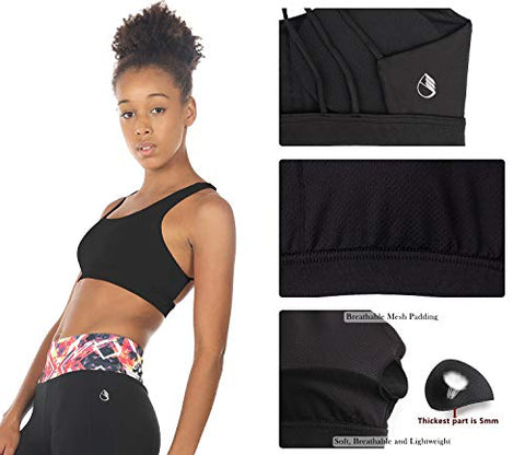 Image of icyzone Padded Strappy Sports Bra Yoga Tops Activewear Workout Clothes for Women (M, Black)