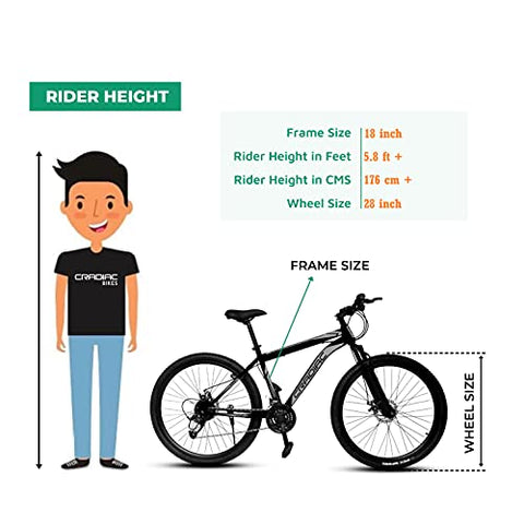 Image of CRADIAC Unisex 700C 18.00 Inch Frame 700X35C Wheel 21 Gear Shimano Hybrid Bicycle - Black