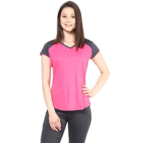 Image of berge' Ladies Polyester Dry Fit Western Shirts & Tshirts for Women, Quick Drying & Breathable Fabric, Gym Wear Tees & Workout Tops (Pink Colour)