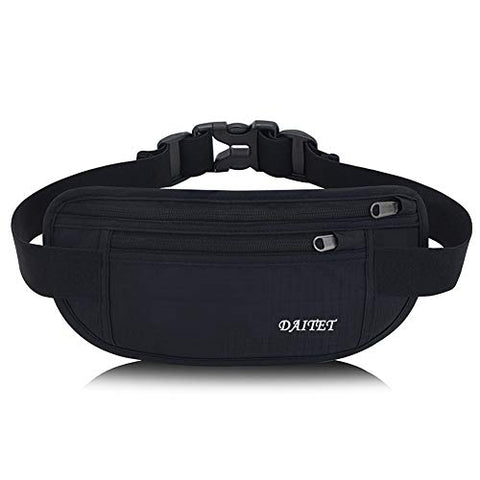 Image of DAITET Running Belt Waist Pack, Fanny Pack for Men&Women, Travel Money Belt, Waterproof Waist Bag, Adjustable Workout Belt Fits All Phone (Pure Black)