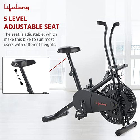 Image of Lifelong LLEB101 Air Bike, Stationary Handle for Cardio Training, Weight Loss and Workout at Home (6 Month Warranty, Free Home Installation, Black)