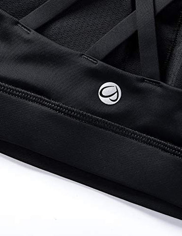 Image of CRZ YOGA Strappy Padded Sports Bra for Women Activewear Medium Support Workout Yoga Bra Tops Black-Logo Medium