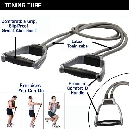 Image of LIVOX Double Toning Resistance Tube, Push up Bar and Double Wheel Ab Roller with Skipping Rope