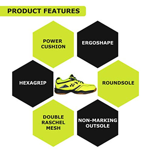 Image of YONEX SHB 36EX Men's Microfiber Non Marking Power Cushion Badminton Shoes, (Bright Yellow, 9 UK)