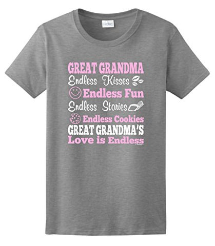 Image of Gift for Great Grandma Gift for Grandma Great Grandma Endless Love Ladies T-Shirt 3XL Sport Grey