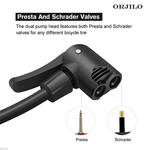 Image of ORJILO Portable Mini Bike Pump/Cycle Foot Pump Foot Activated with Pressure Gauge Floor Bicycle Bikes Pump & Cycle Pump Bicycle Tire Pump for Road