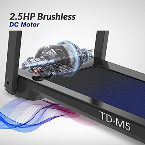 Image of PowerMax Fitness TD-M5 2.5HP (5HP Peak) Pre-installed Motorized Steel Treadmill, Home Use & Automatic Lubrication (Black)