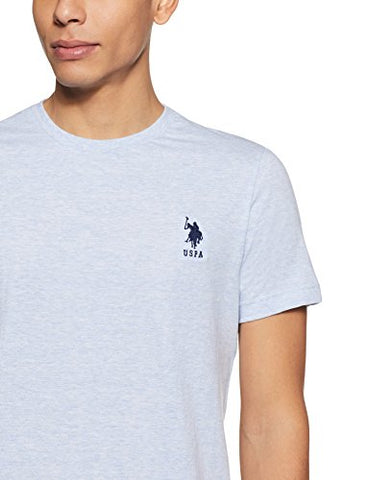Image of US Polo Association Men's Solid Regular Fit T-Shirt (I633-901-PL_Pale Blue Melange_Large)