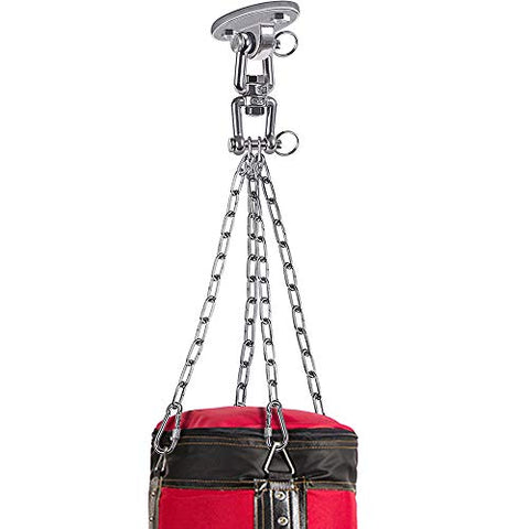 Image of Besthouse Permanent Antirust Stainless Steel 304 Heavy Duty Boxing Punching Bag Chain 300LBS Capacity, Heavy Duty Swing Hangers, 4 Chains and 4 Carabiner, 360° Rotate, 2 Screw for Wooden Sets
