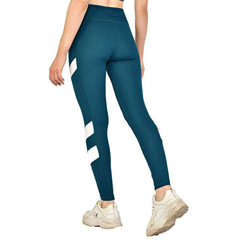 Image of Kopykat Fourway Lycra Spandex Highwaist Sports Gym Yoga Tights for Women (kop-51) (Teal Blue - 3XL)