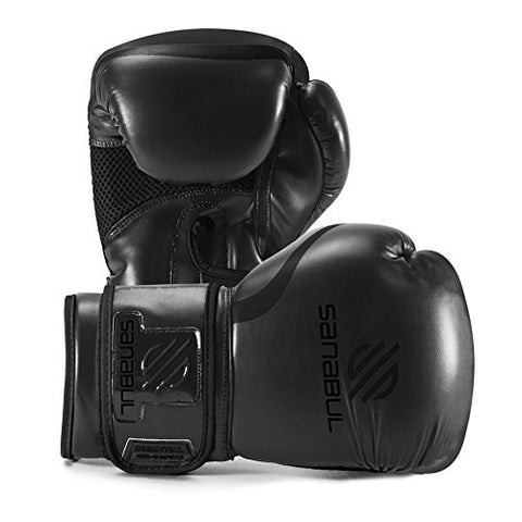 Image of Sanabul Essential Gel Boxing Kickboxing Training Gloves (AllBlack, 12 oz)