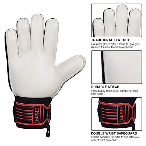 Image of FitsT4 Kids Goalie Gloves Soccer Goalkeeper Gloves with Double Wrist Protection and Non-Slip Wear Resistant Latex to Give Protection to Prevent Injuries