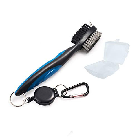 Image of XinTan Tiger Golf Club Brush Groove Cleaner with Retractable Zip-line and Aluminum Carabiner Cleaning Tools (Blue)