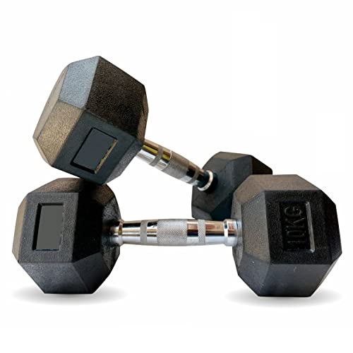 LEEWAY Hex Dumbbells Pack (20 kg*2)| Gym Dumbbells| Rubber Coating Free Weight Dumbbell Set| Rubber Encased Hex Fixed Dumbbell Weight| Professional