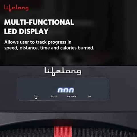 Image of Lifelong Treadmill LLTM162 Fit Pro 2 HP Peak DC Motorized|Under Desk Treadmill| Home Workout | Max Speed 8 Km/Hr | Walking Pad | Max User Weight 110 Kg | Free Installation Assistance | Black