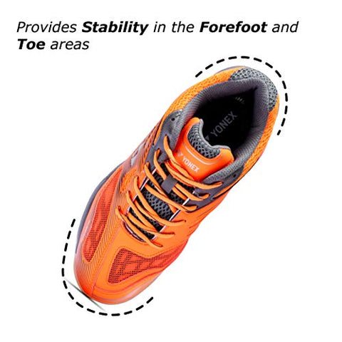 Image of YONEX Hydro Force 2 Men's Non Marking Badminton Court Shoes, Gun Metal/Orange - 8 UK