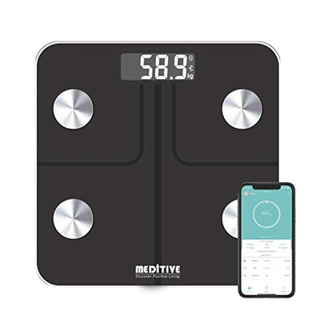Image of MEDITIVE Bluetooth Digital BMI Weight Scale with Body Fat Analyzer and Fitness Body Composition Monitor, with Mobile App