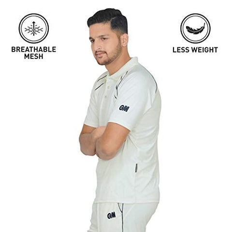 Image of GM 7205 Half Sleeve Cricket T-Shirt Size-X-Large (White/Navy)
