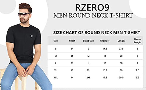 Image of RZERO9 Men's Solid Plain Regular Fit Half Sleeve Cotton Round Neck T-Shirt Combo (Pack of 6)/OLIVESKY Blue/Mustard/Rust/Navy/White
