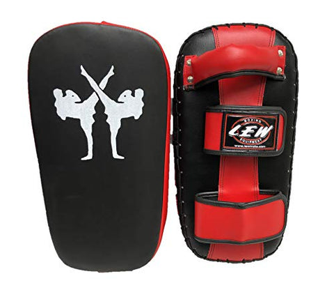 Image of LEW Synthetic Leather Muay Thai MMA Kickboxing Training Single Piece Kick Focus Pads (Red)