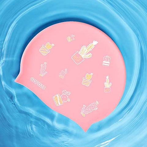Image of COPOZZ Kids Swim Caps, Silicone Waterproof Swimming Cap Hat for Children Boys Girls Aged 5-12